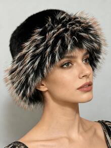 1顶女士加厚保暖时尚简约豹纹蒙古包，适合日常出行、滑雪、徒步、度假、钓鱼等场合。 - 彩色 - 查看 10