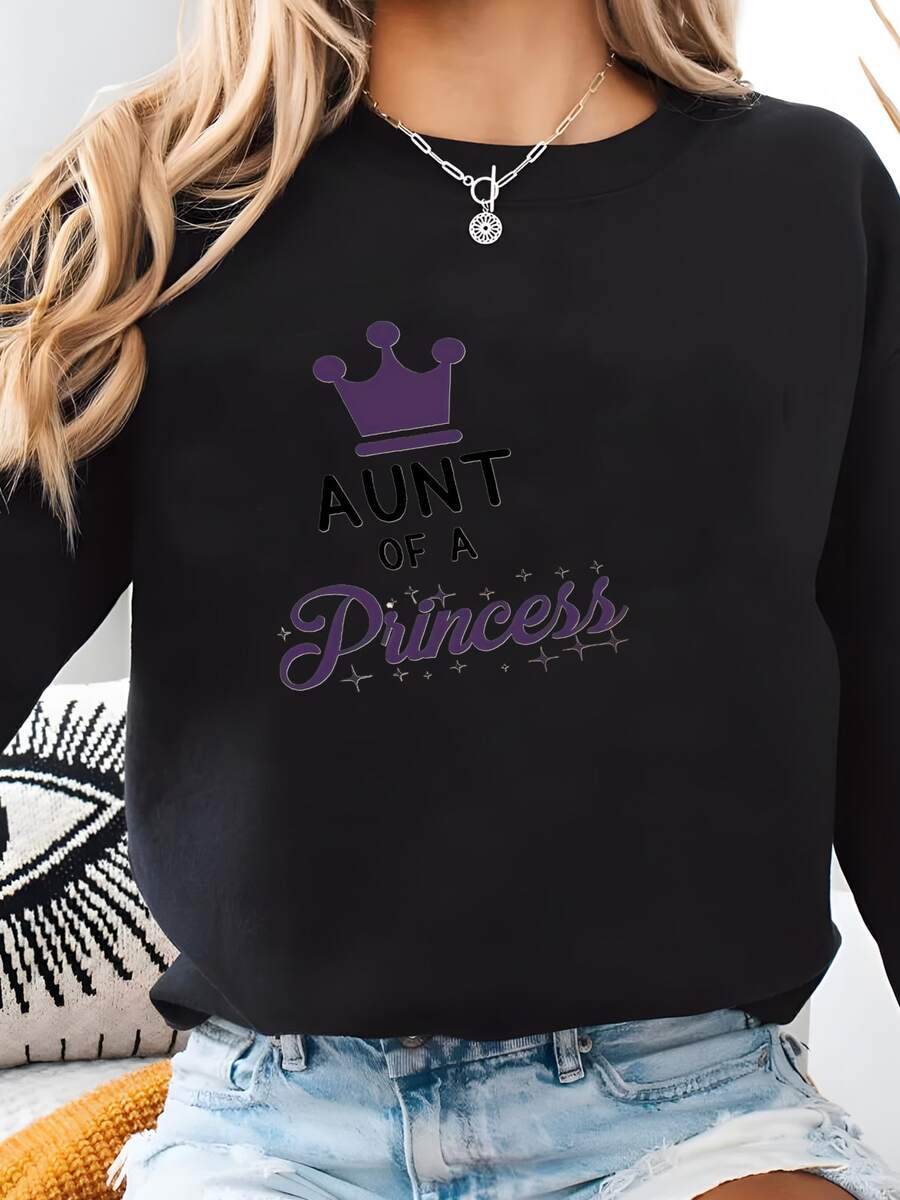 Tía De Una Princesa, Sobrina De Una Reina Que Coincide Tía Y Sobrina Camisas Para Bebé Niña, Niño Pequeño, Tía Y Bebé Tía Y Sobrina Que Coincide Trajes Sudadera - Negro - Ver 1