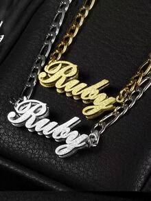 这款定制双层名字项链采用不锈钢链，搭配闪亮的名字吊坠，设计时尚奢华。这款个性化珠宝是独一无二的手工礼物，男女皆宜，是圣诞节、情人节、生日或送给家人的特别礼物的完美之选。 - 彩色 - 查看 3