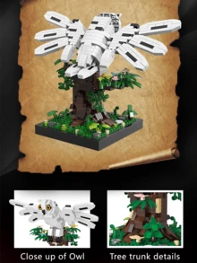 798片猫头鹰/900片鹦鹉积木模型装饰3D拼图玩具，创意动物积木DIY手工工艺品，适用于家居装饰、办公室、生日、圣诞节、新年礼物 - 彩色 - 查看 5
