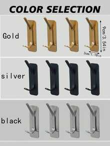 1/4个粘性挂钩，毛巾挂钩/衣钩，不锈钢拉丝墙钩。适用于卧室、浴室、教室、车库、公寓、宿舍、橱柜、冰箱、储物架以及大多数房间装饰。 - 彩色 - 查看 12