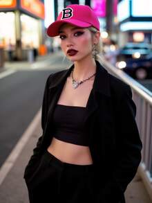 1pc Unisex 26 Letter Adjustable Baseball Cap, Casual Breathable Sun Hat Suitable For Spring/Summer Everyday Indoor/Outdoor Wear,Beach,Vacation - Hot Pink - View 4