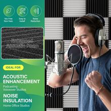 [Studio Essential] Acoustic Panels Series - 12 Pieces (12"X12"X1"/2" Double Thickness) Soundproofing Foam - Eliminate Background Noise For Podcasters/Musicians - Studio-Grade Sound Insulation Material - Multicolor - View 4