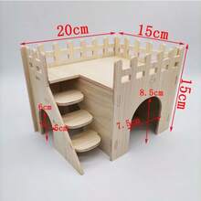 Wooden Hamster Swing Seesaw House, Small Villa Hideout Nest Toy For Hamsters, Gerbils, Parakeets, Pet Exercise Toy Set - Multicolor - View 19
