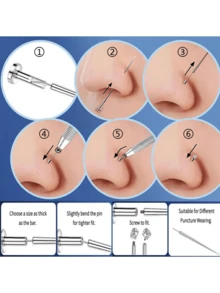 Piercing Tapered Ball Clamp Tool For Jewelry Replacement - 16G 18G 20G Flat Back Earring Piercing Needle Tool, Threadless Push Pin, Inner And Outer Piercing Aid Tool, Suitable For Ear/Nose/Navel/Horseshoe/Lip/Eyebrow/Tongue Piercing. - Silver - View 3