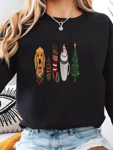 Women Plus Size Sports Sweatshirts - Black - View 1