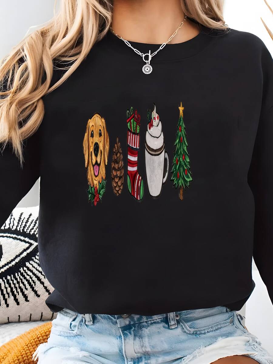 Women Plus Size Sports Sweatshirts - Black - View 1