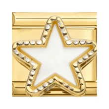 1pc Gold Diamond & Pearl Modular Bracelet Charm Set, Includes Cherry/Heart/Butterfly/Star Elements, Sweet Style DIY Jewelry Supplies