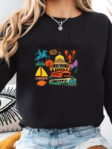Sudadera De Massachusetts, Regalo De Larga Distancia, Regalo De Movimiento, Camisa De Massachusetts, Cuello De Tripulación De Massachusetts, Regalo De Movimiento, Nuevo Regalo De Trabajo Sudadera - Negro - Ver 2