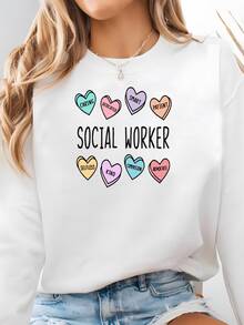 Camiseta De Día De San Valentín Para Trabajador Social, Camiseta De Amor De Trabajo Social, Regalo De Navidad Para El Trabajo Social Graduado O Estudiante, Trabajo Social De Corazón De Caramelo Sudadera - Blanco - Ver 1
