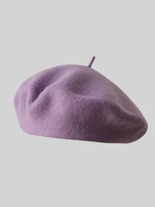 1 chiếc mũ beret len màu trơn, mũ len mùa đông đa năng dành cho nữ, kiểu dáng nghệ sĩ cổ điển. - Nhiều màu - Xem 15