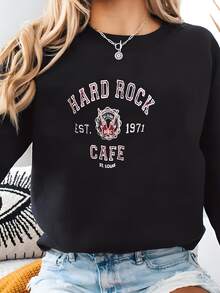 Women Plus Size Sports Sweatshirts - Black - View 1