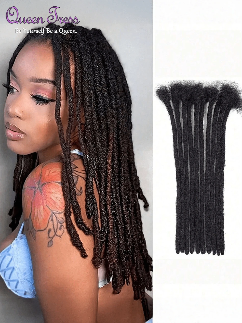 CEXXY 0.6 Wide Dreadlocks, Brazilian Human Hair, Crochet Braid Hair Extensions, Human Hair Loc Extensions, 10 Strands Dreadlock Extension, Human Hair, Fully Handmade, Human Hair Dread Extension For Men, Women And Kids, Human Hair Locs Can Be Curled And Dyed, 6-20 Inches, 1B - S1B - View 1