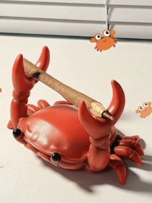 1pc Cute Crab Holding Pen Holder, Japanese Creative Crab Pen Stand Desk Organizer, Gift For Back To School Or Graduation - Red - View 4
