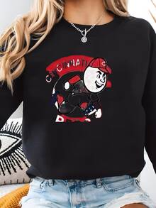 Women Plus Size Sports Sweatshirts - 黑色 - 查看 1