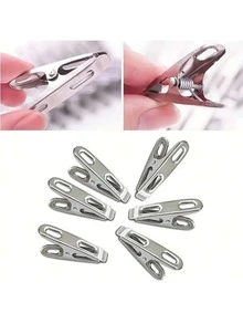 20pcs Stainless Steel Non-Slip Clips, Suitable For Hanging Clothes And Fixing Objects - Silver - View 4