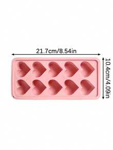 1pc Heart Shaped Silicone Ice Cube Tray - 10 Cavity Heart Shaped Ice Mold, Suitable For Chocolate, Pudding, Jelly And Candy | Flexible Handmade Mold, Fit For Refrigerator, Kitchen Accessories, Fridge Ice Cube Trays, Easy Demold, Reusable