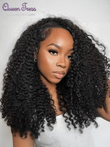 CEXXY Half Wig Made Of Real Human Hair With A Tangled Curl, Density 200, 3-In-1, Seamless, Flip-Over, Half Wig Made Of Real Human Hair, Without Glue, Put On And Go, Beginner Friendly. - Natural Black - 查看 1