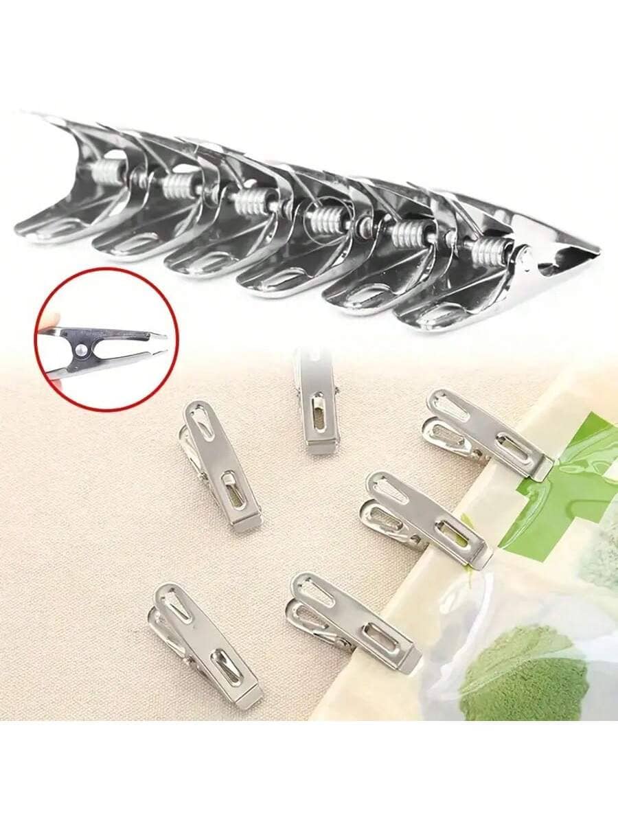 20pcs Stainless Steel Non-Slip Clips, Suitable For Hanging Clothes And Fixing Objects - Silver - View 1