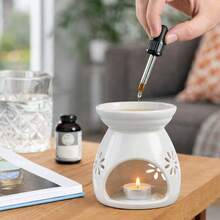 Ceramic Tea Candle Holder, Essential Oil Aromatherapy Burner, Candle Melting Furnace, Fragrance Diffuser, Home Decor - White - View 2