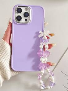 1 chiếc vòng tay hình hoa hồng, kiểu dáng hoa hồng Pháp dễ thương, chất liệu gốm sứ, màu đen mờ, phong cách Kawaii, thích hợp cho điện thoại. - Màu tím hoa cà - Xem 3