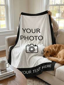 1pc Customized Photo Blanket, Personalized Flannel Blanket With Photos And Text, Mother's Day/Father's Day Gift For Mom/Dad, Home Bedding, Customized Picture Blanket, Family Personalized Photo Blanket For Mother's Day, For Birthdays, For Valentine's Day, For Graduation, For Father's Day, For Weddings, For Housewarming, Sofa, Bed, Car, Tea Room, Bedroom, Bathroom, Living Room, Dining Room,Season Picks, Autumn Home Refresh, Scandinavian Cozy Home, Winter Grace,Fall Decor - Multicolor - View 4