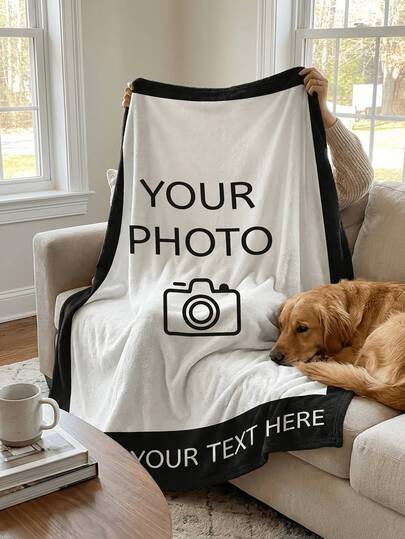 1pc Customized Photo, Personalized Flannel Blanket With Photos And Text, Scandinavian Cozy Home, /Father's For Mom/Dad, Autumn Home Refresh, Home Bedding