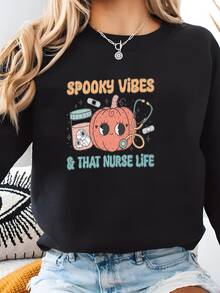 Botón De Pin, Vida De La Enfermera, Enfermera De Halloween, Regalo De La Enfermera, Futura Enfermera, Escuela De Enfermera, Futura Enfermera Sudadera - Negro - Ver 2