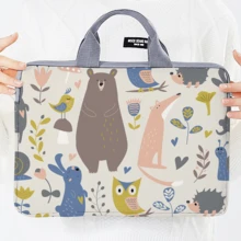 Cartoon Animal Pattern Laptop Sleeve Bag, Suitable For 11-13 Inch Laptops, IPads, Tablets, Casual & Business Handbag, A4 Document Bag For Women And Girls Laptop Case Laptop Cover Computer Bag Carrying Hand Bag Laptop Bag Water Resistant Travel Essentials - Multicolor - View 14
