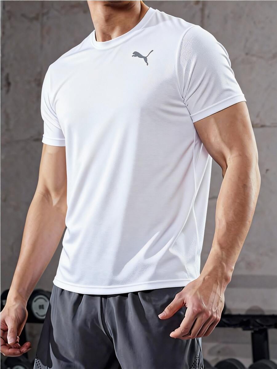 Puma PERFORMANCE SS TEE M 短袖T恤，速干圆领男士瑜伽健身训练运动服 - 白色 - 查看 1