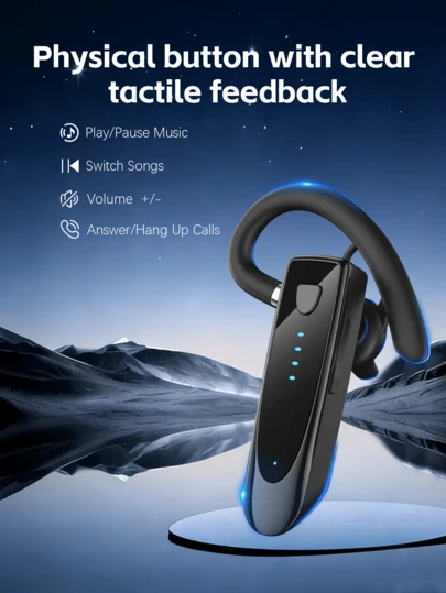 هذه سماعة الرأس اللاسلكية بتقنية البلوتوث للأعمال مزودة بخطاف الأذن وميكروفون مدمج، مع وقت محادثة يصل إلى 20 ساعة. تتبنى إصدار بلوتوث 5.3، مع وقت انتظار يصل إلى 180 ساعة وسعة بطارية 180 مللي أمبير، مناسبة للياقة البدنية والجري والدراجات والقيادة والأنشطة الخارجية، مما يجعلها هدية عيد مثالية.