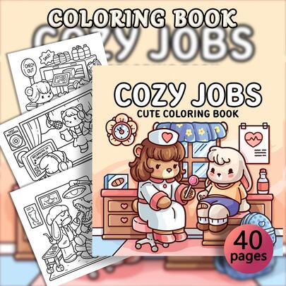 40 Pages - 200gsm, Cute Nurse Coloring Book, Warm & Healing Style, Includes Nurse Bear Diagnostic Illustrations, Warm White & Pink Tones, Features Heart-Shaped Nurse Cap Details, Stress-Relieving Coloring Activity, Suitable For Stationery & School Supplies, Perfect Gift For Cartoon Girls, Valentine's Day Or New Year Gift.