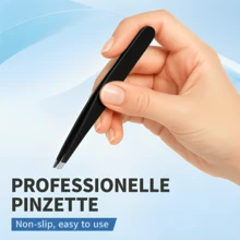 2pcs Stainless Steel Eyebrow Tweezers, Professional Facial Hair Removal Tweezers For Women (Black) - Black - View 4