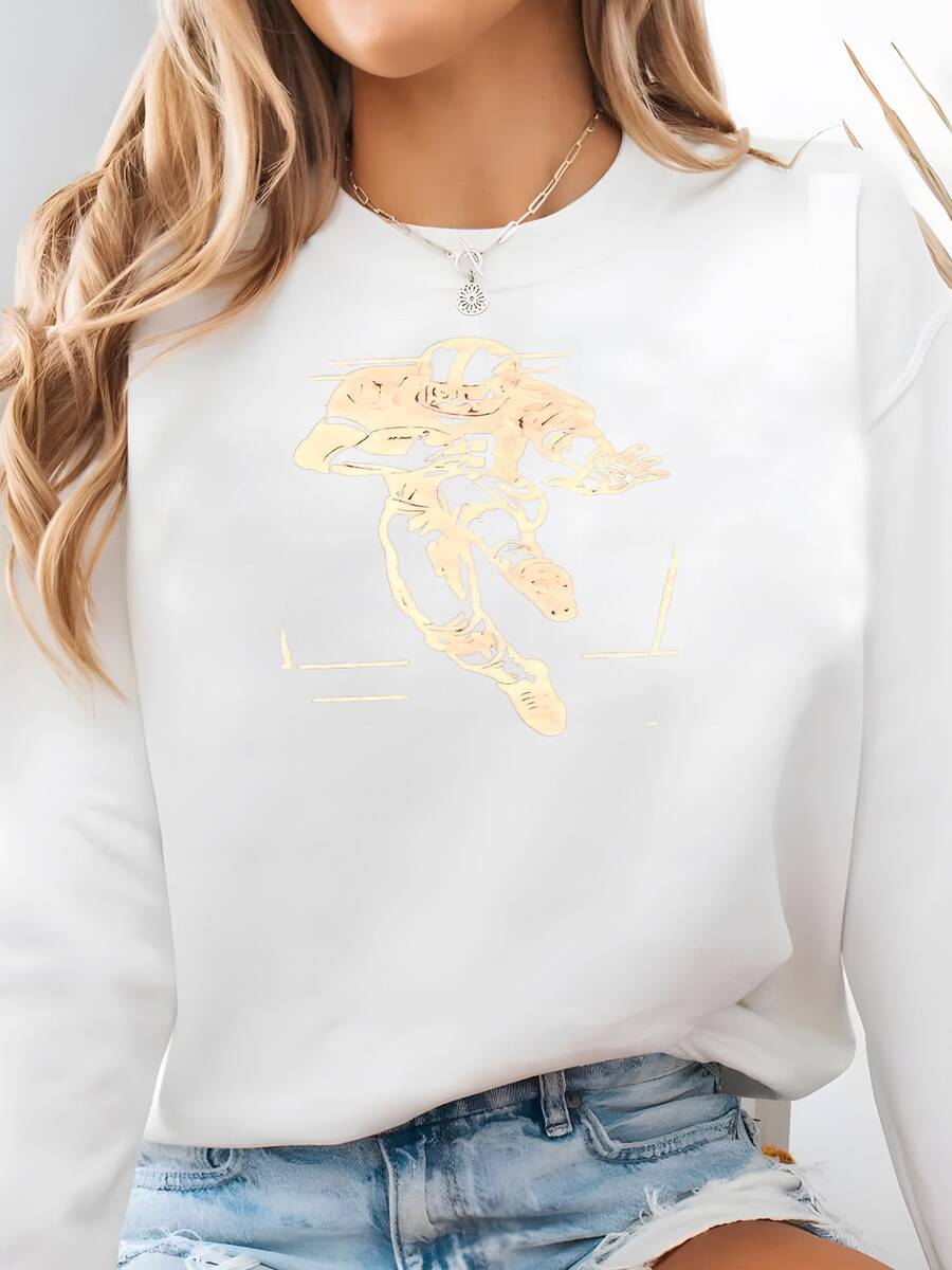 Women Plus Size Sports Sweatshirts - White - View 1
