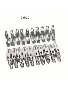 20个不锈钢防滑夹，适用于悬挂衣物和固定物品 - 銀色 - 查看 8