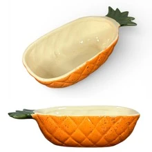 Pineapple-Shaped Decorated Bowl, 700ml, Made Of Glazed Ceramic, For Eating Fruit. - trái cam - Xem 1