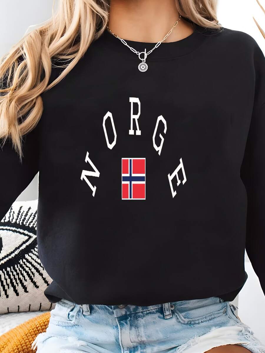 Women Plus Size Sports Sweatshirts - Black - View 1