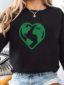 Women Plus Size Sports Sweatshirts - Black - View 2