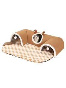 Cat Tunnel, Cat Bed, Small Pet Tunnel, Small Pet Bed, Deer, Pet Bed, Hidden Play Toy, Cat Tunnel, Play & Sleep, All-In-One Bear Shaped Tunnel, Cat Bed, Pet Bed, Warm Bed, Rabbit, Hamster Tunnel Bed - Multicolor - View 5