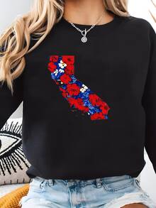 Women Plus Size Sports Sweatshirts - 黑色 - 查看 2