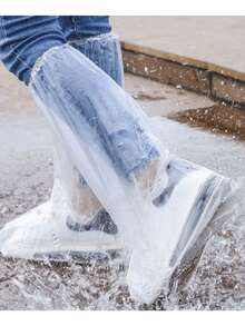 5 Packs Outdoor Wear-Resistant Isolation Foot Covers Waterproof Anti-Slip Thickened High-Cut Disposable Rain Boots - Clear - View 1