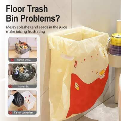 1 Modern White Trash Bin, Space-Saving, Made Of Plastic, Easy To Clean, A Stylish Bathroom Storage And Organizing Basket, A Multi-Functional Trash Bin, A Foldable Garbage Rack, A Household Cabinet Wall-Mounted Plastic Bag Storage Rack