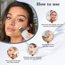 Ultrasonic Facial Cleansing Device - USB Rechargeable, Vibrating Face Blackhead Remover, Scraping Exfoliating Beauty Tool, Cost-Effective Skincare Device, Includes 2 Silicone Heads, 4 Modes, Perfect Tool For Blackhead Removal - Multicolor - View 11