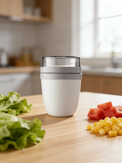 680 ml Tasse de petit-déjeuner portable avec couvercle - Compartiment pour avoine et yaourt, récipient pour salade et céréales pour les repas en extérieur