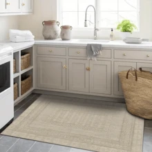 1pc Vintage Moroccan- Floral Striped Area Rug/Carpet/Doormat/Runner, Soft Washable Rug For Bathroom, Kitchen, Entryway, Hallway, Bedroom, Living Room, All Season Home Decor - Multicolor - View 7