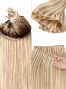 Seamless Invisible Tape-In Human Hair Extensions - No Glue, Natural Straight Hair, 12-20 Inches, Salon Quality