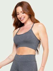 Kit 3 Women's Fitness Swim Top Without Pads Gym - 灰色 - 查看 6