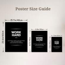 6件套无框励志语录帆布海报，积极品质墙饰，办公室装饰，“努力工作，梦想远大，永不放弃”，适用于办公室、客厅、卧室、餐厅、家居和办公装饰的墙面装饰画。 - 黑白 - 查看 3