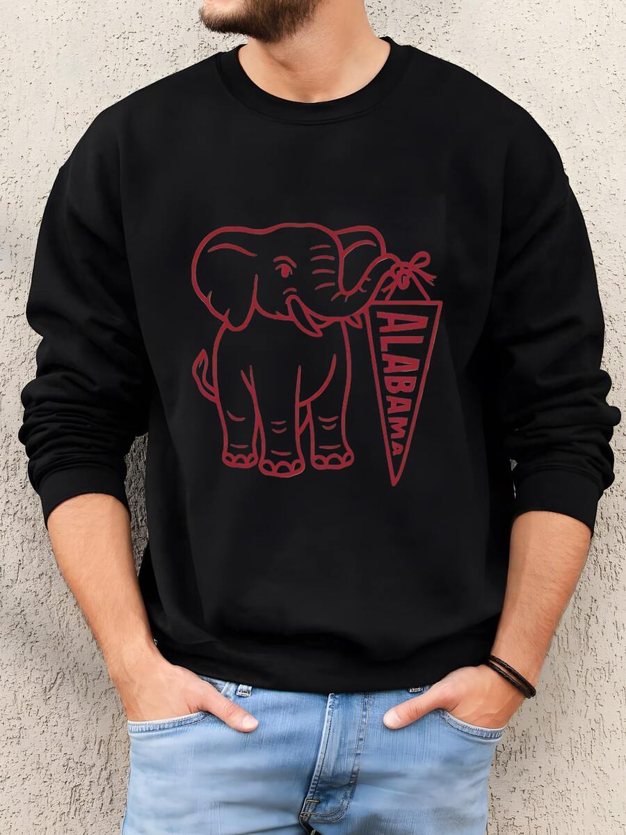 Mens Bebé Y Niño Pequeño Sweatshirt De La Panzana De La Mama En La Camisa Roja En La Camisa De Fútbol En El Niño Pequeño En El Bebé En La Camisa Del Elefante Sudadera - Negro - Ver 1