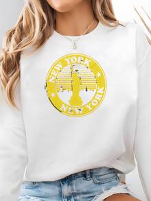 Camiseta Vintage Emblema De Nueva York: Estatua De La Libertad Sudadera - Blanco - Ver 1